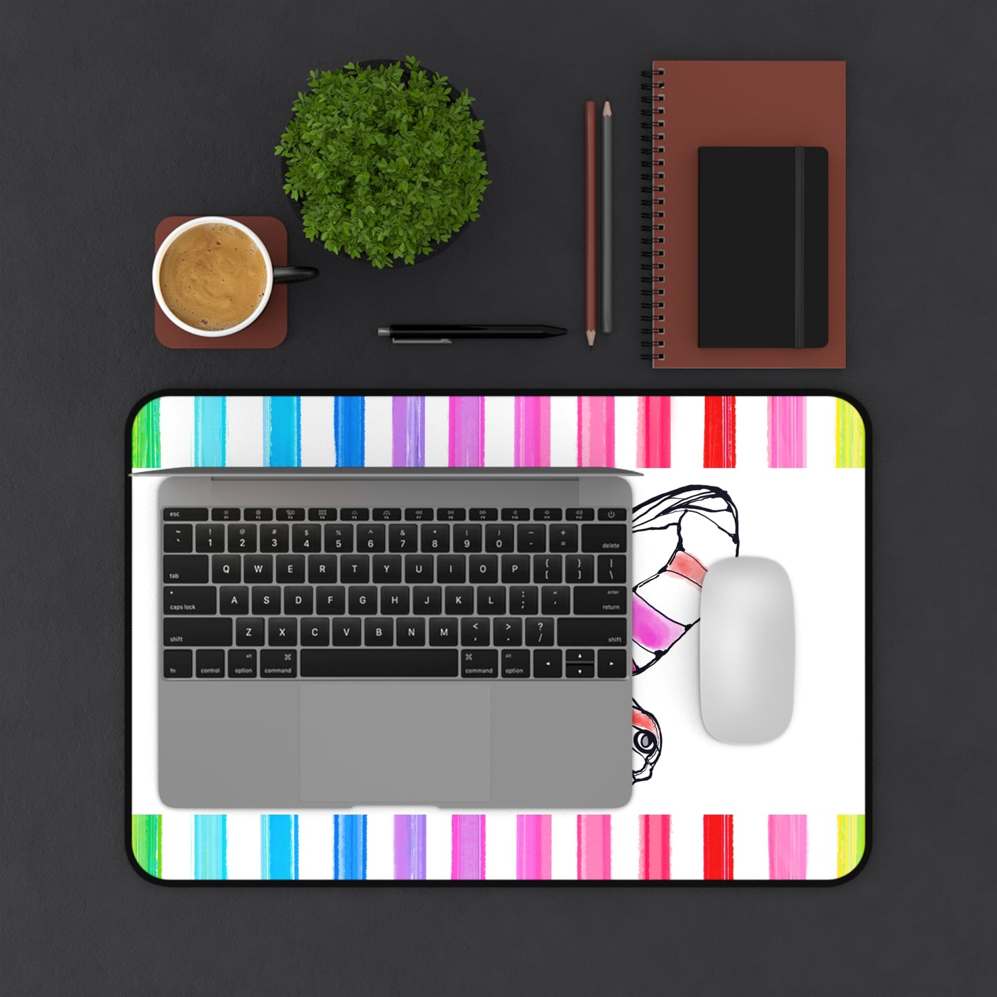 Office Flutterstripe Desk Mat with Multi-color Stripes