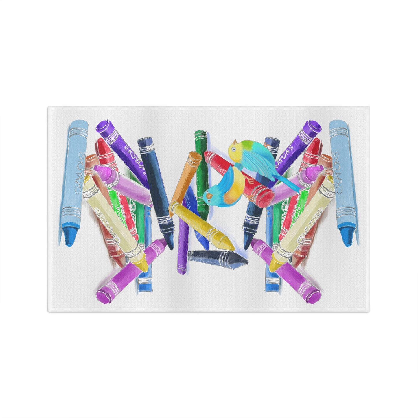 Microfiber Dish Towel Crayons with Jolly Bird