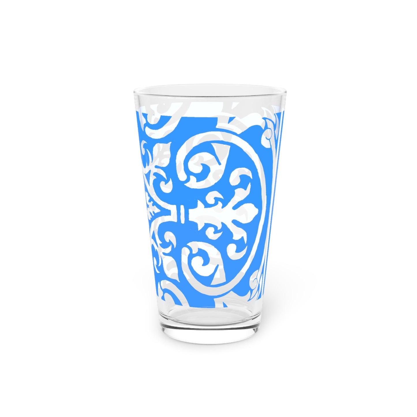 Scrollwork Pint Glass Blue