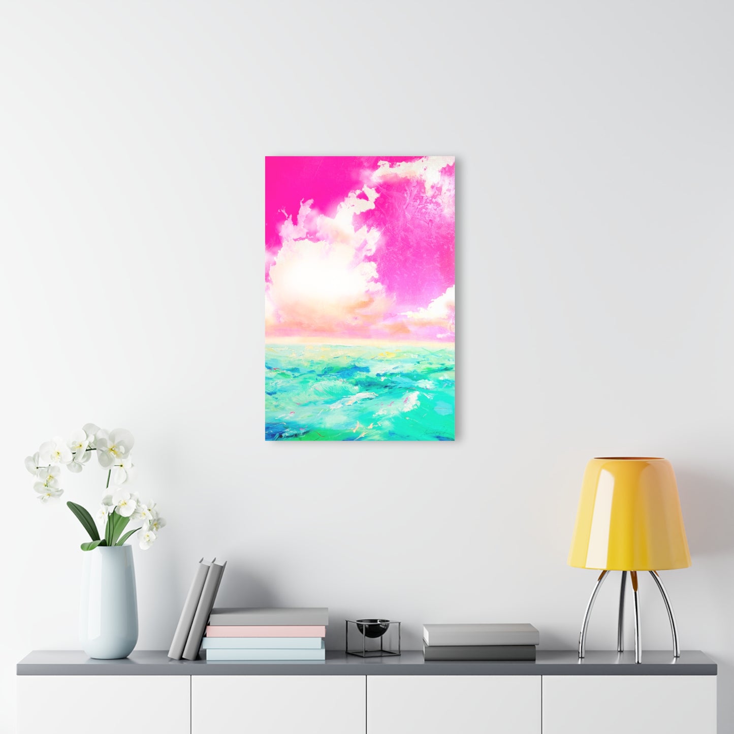 Acrylic Wall Art Ocean's Embrace Pink sky