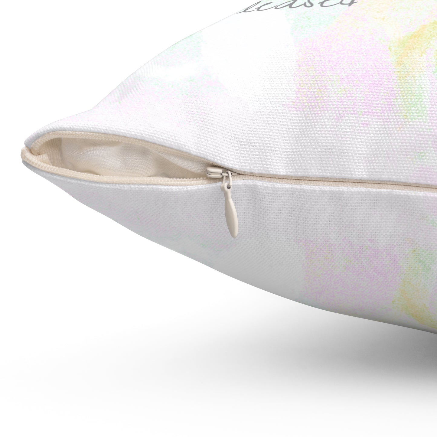 Zinnia Quiet Reflection Spun Polyester Square Pillow in Green, "God is sovereign and I am pleased"