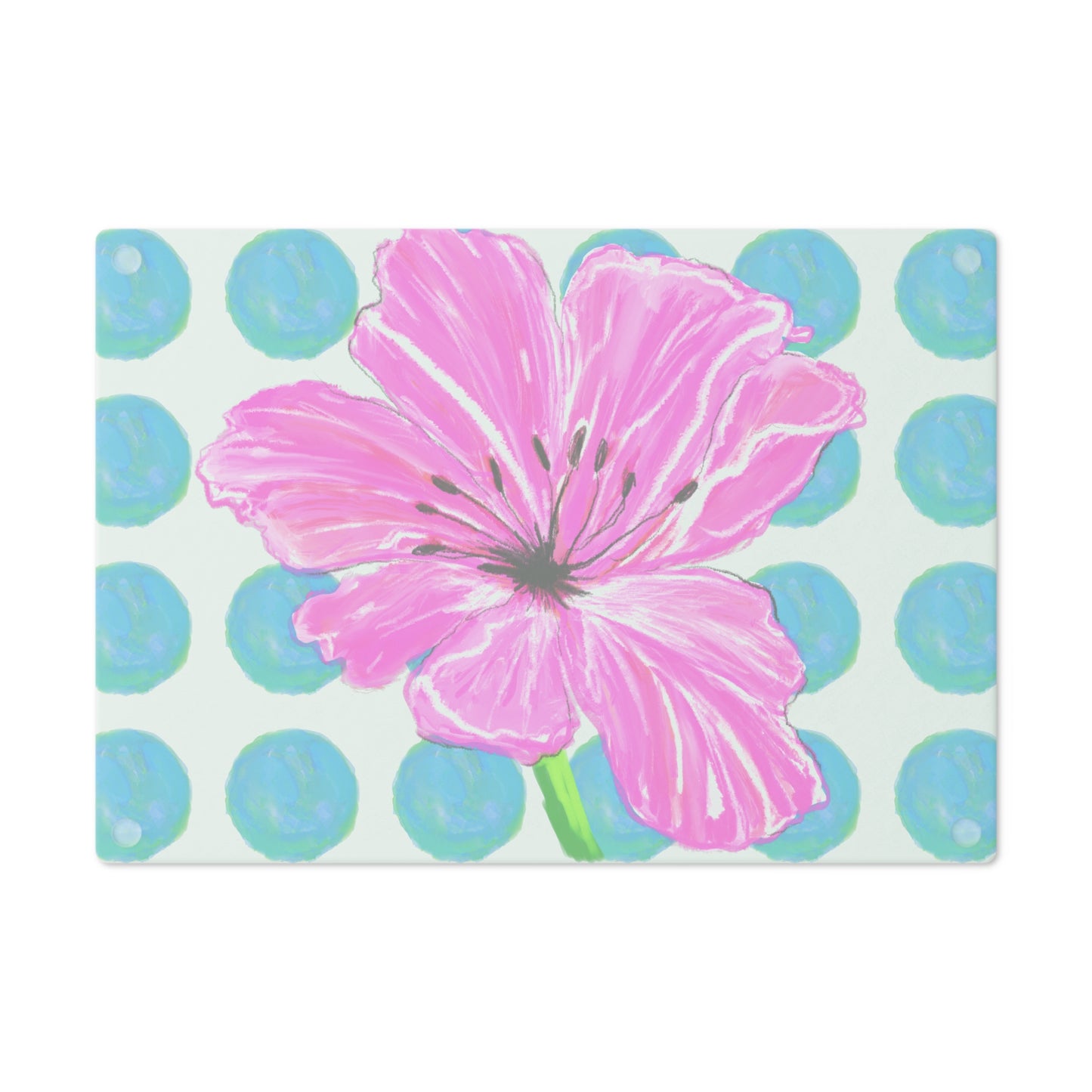 Dancing tulips Cutting Board Aqua Polka Dots