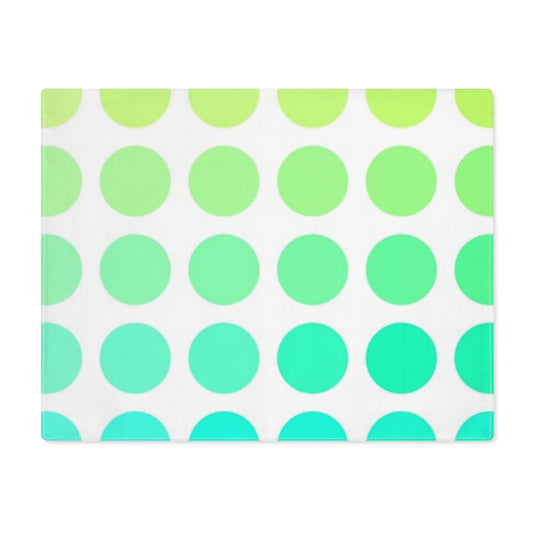 Polka Dot Joy Cotton Twill Placemat, Green/Aqua, Creamy White Fabric Background