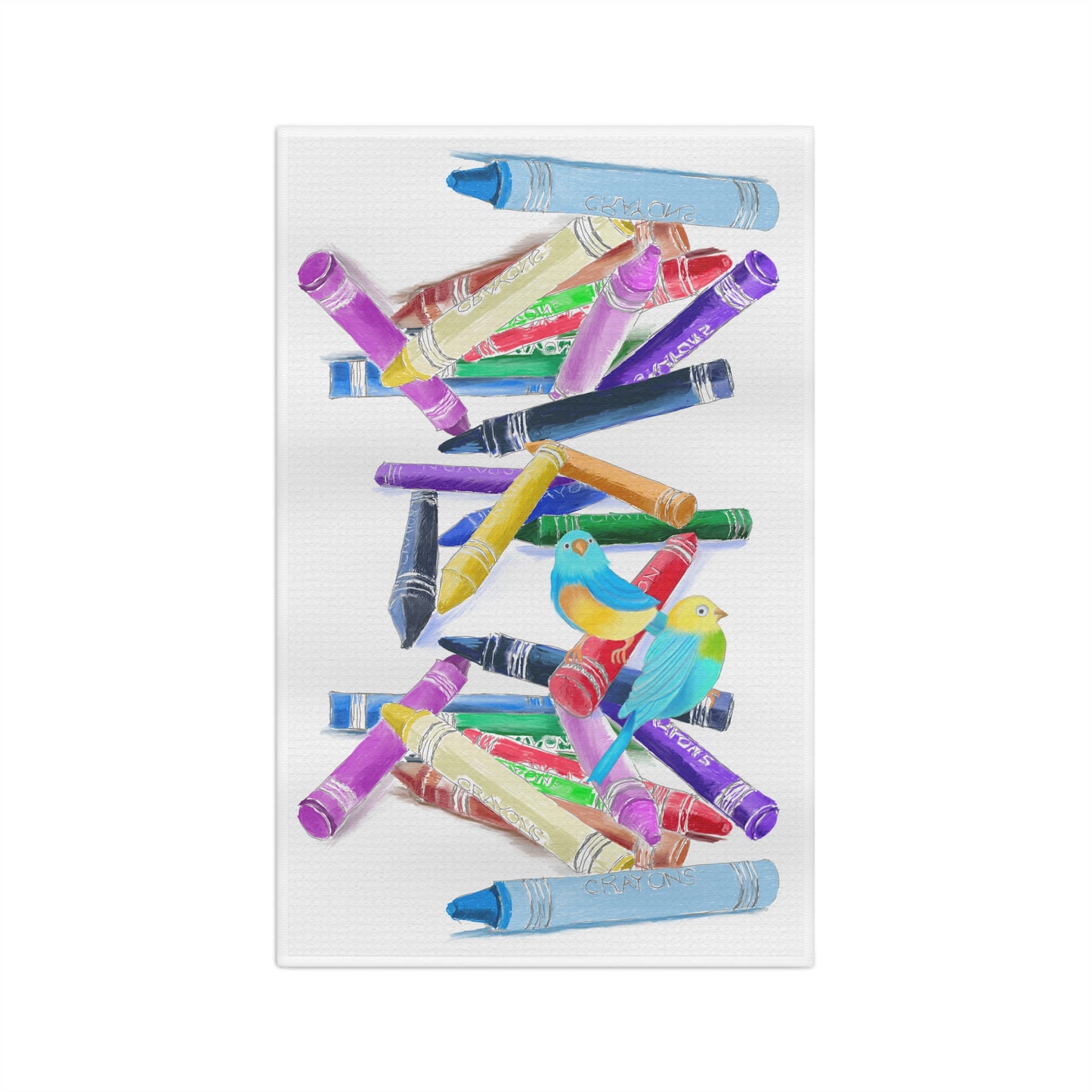 Microfiber Dish Towel Crayons with Jolly Bird