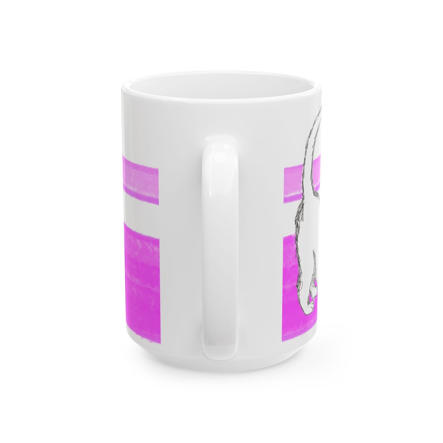 Mega Stripe Kitty Butterfly Flutter Ceramic Mug Purplish Pink