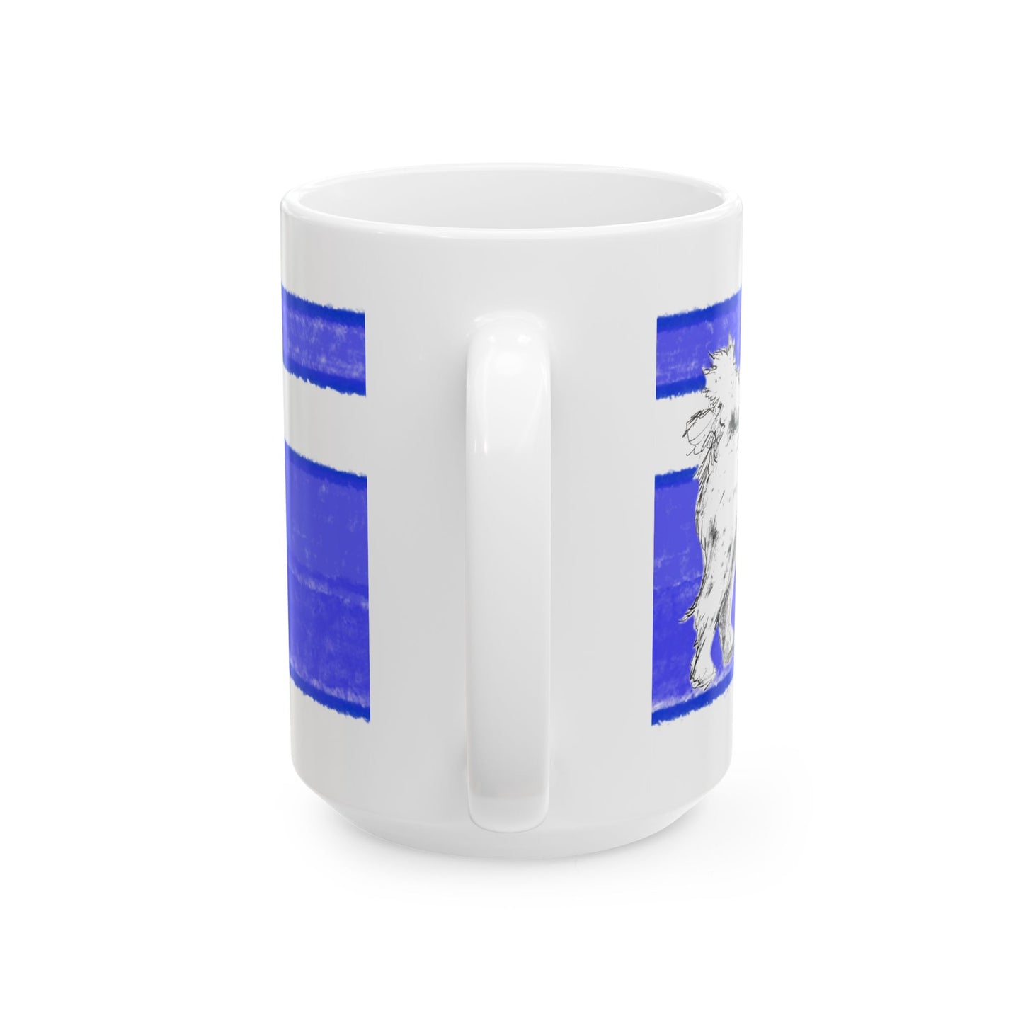 Mega Stripe Dogi Butterfly Flutter Ceramic Mug, (11oz, 15oz), Ultramarine Shih Tzu