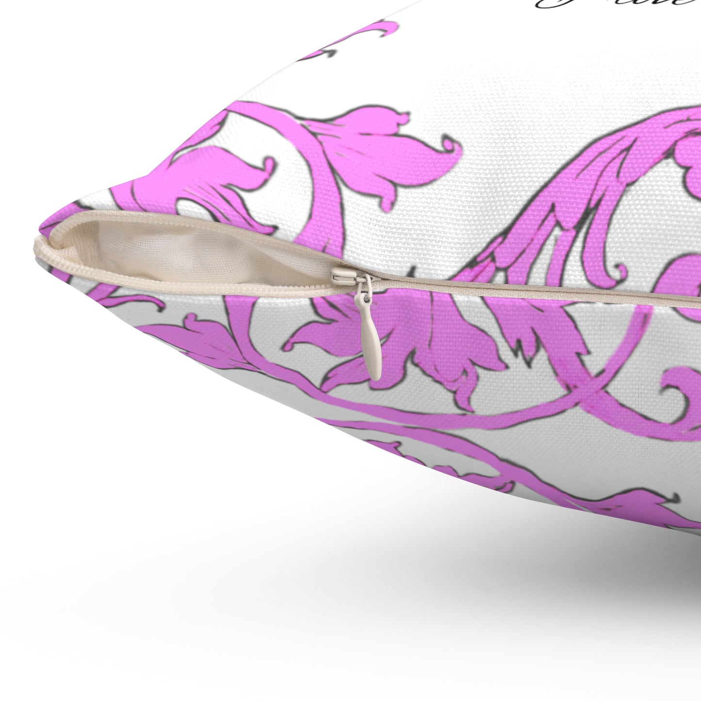 Scrollwork Polyester Square Pillow "Reckless words..."