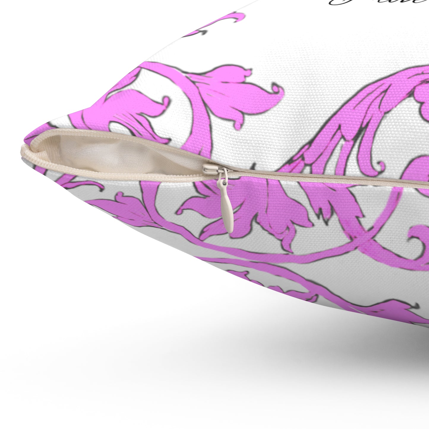 Scrollwork Polyester Square Pillow "Reckless words..."