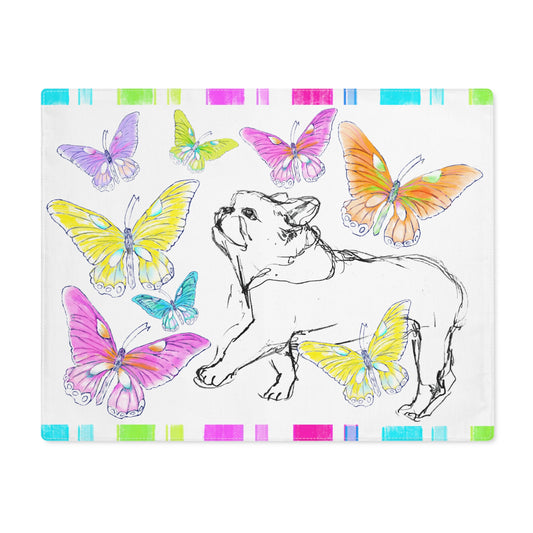 Dogi Butterfly Flutter Cotton Twill Placemat, Bulldog #2
