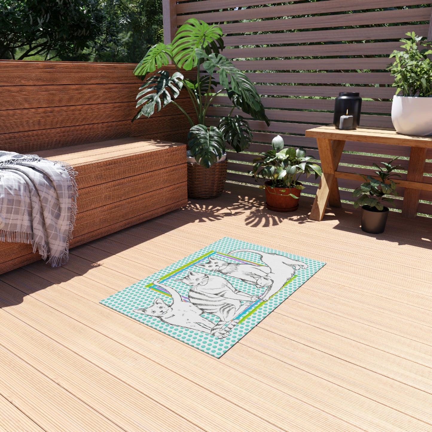 Kitty Fun indoor/Outdoor Rug aqua