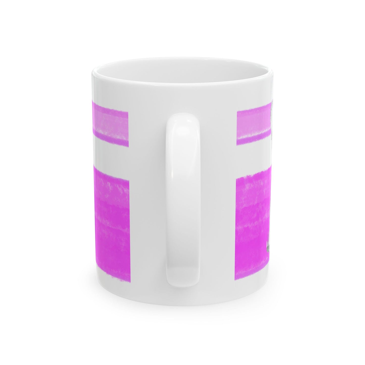 Mega Stripe Dogi Butterfly Flutter Ceramic Mug, (11oz, 15oz),  Purplish Pink Chihuahua