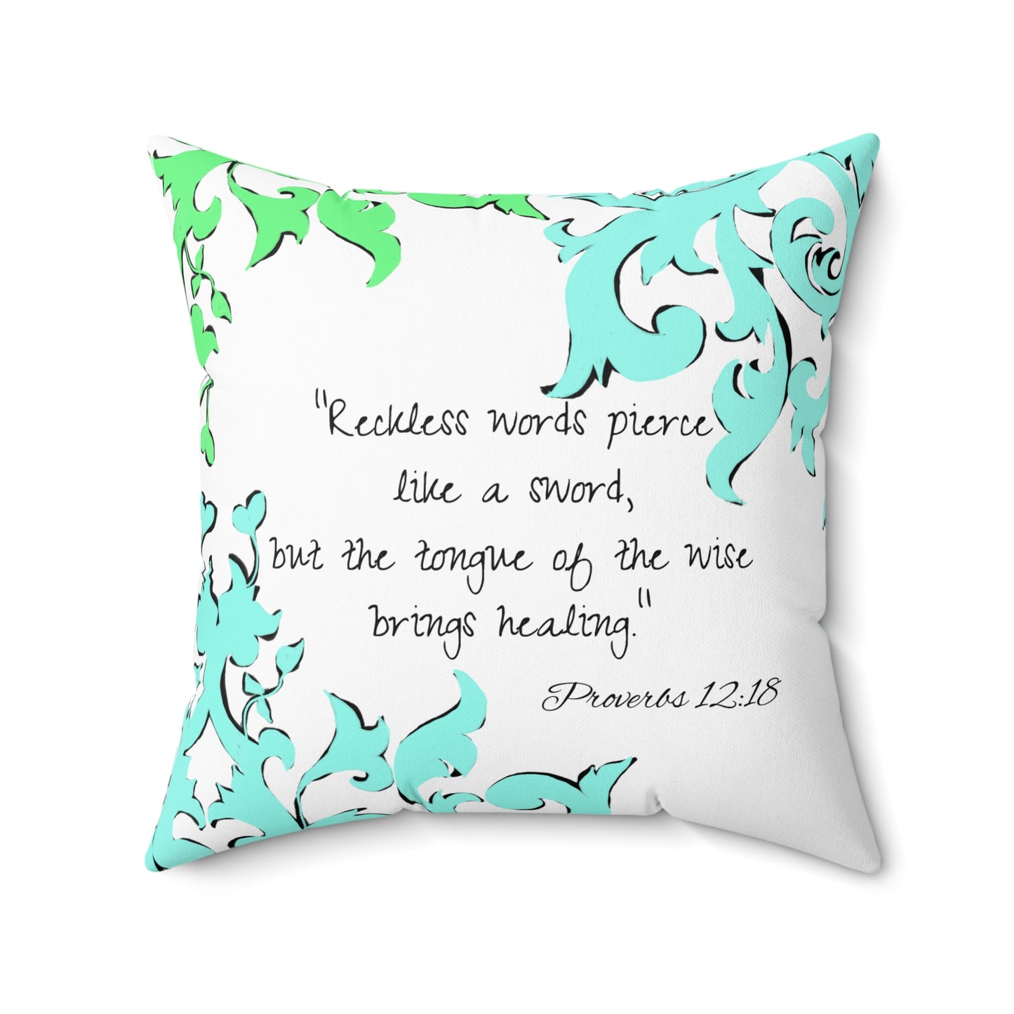 Scrollwork Polyester Square Pillow "Reckless words..."