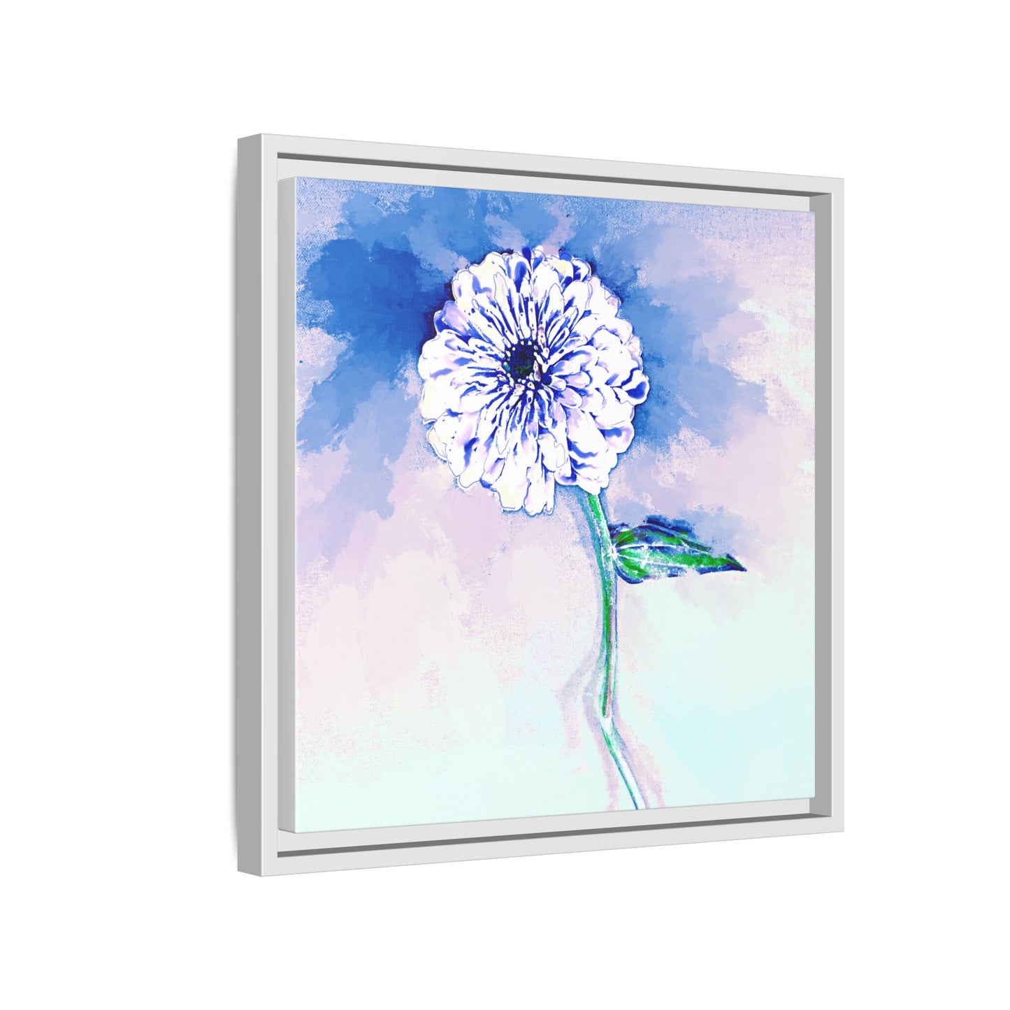 Zinnia Color Splash Matte Canvas Blue Framed