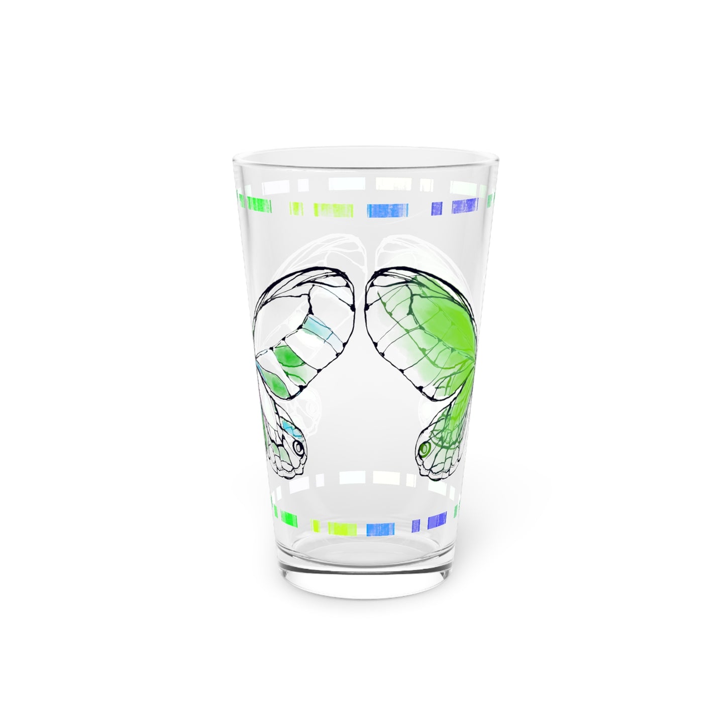 Butterfly Flutterstripe Pint Glass In Lime, 16oz