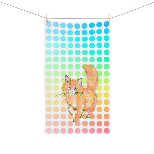 Hand Towels Colorful Cat Polka Dots