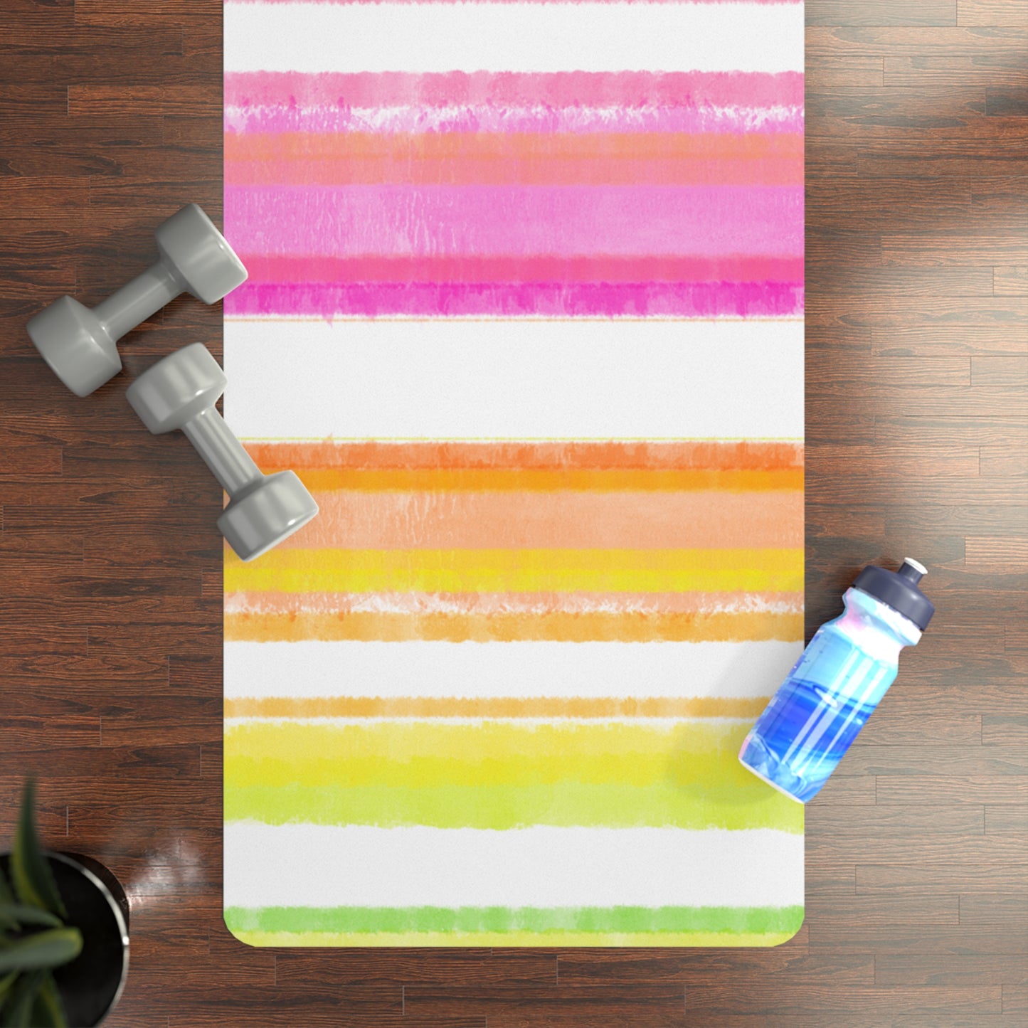 Rubber Yoga Mat All About Watercolor Stripes