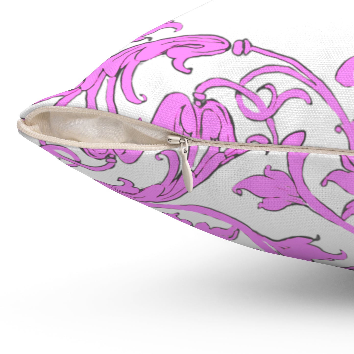 Scrollwork Polyester Square Pillow "Be Joyful..."