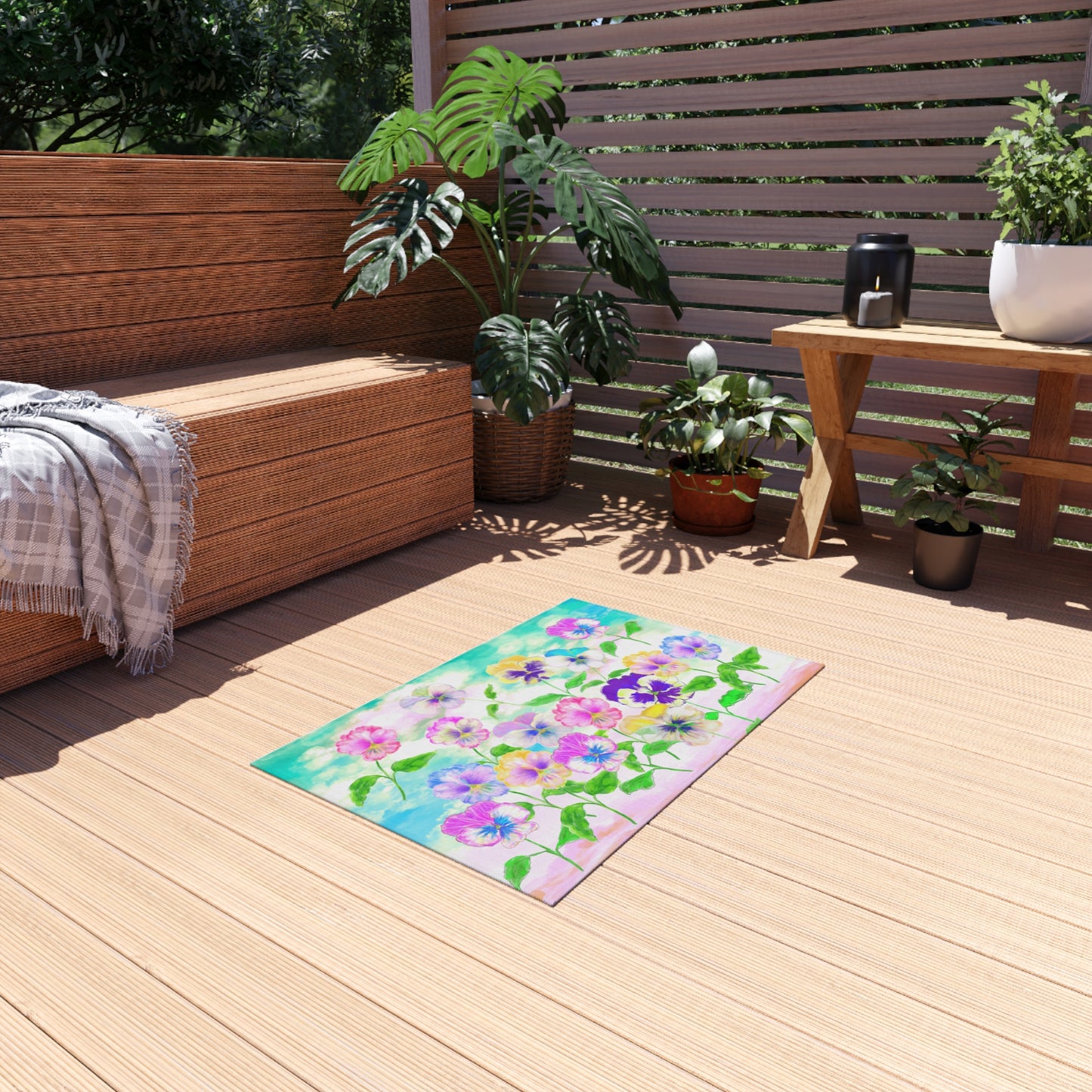 Flower Fun Pansy Outdoor /Indoor Rug