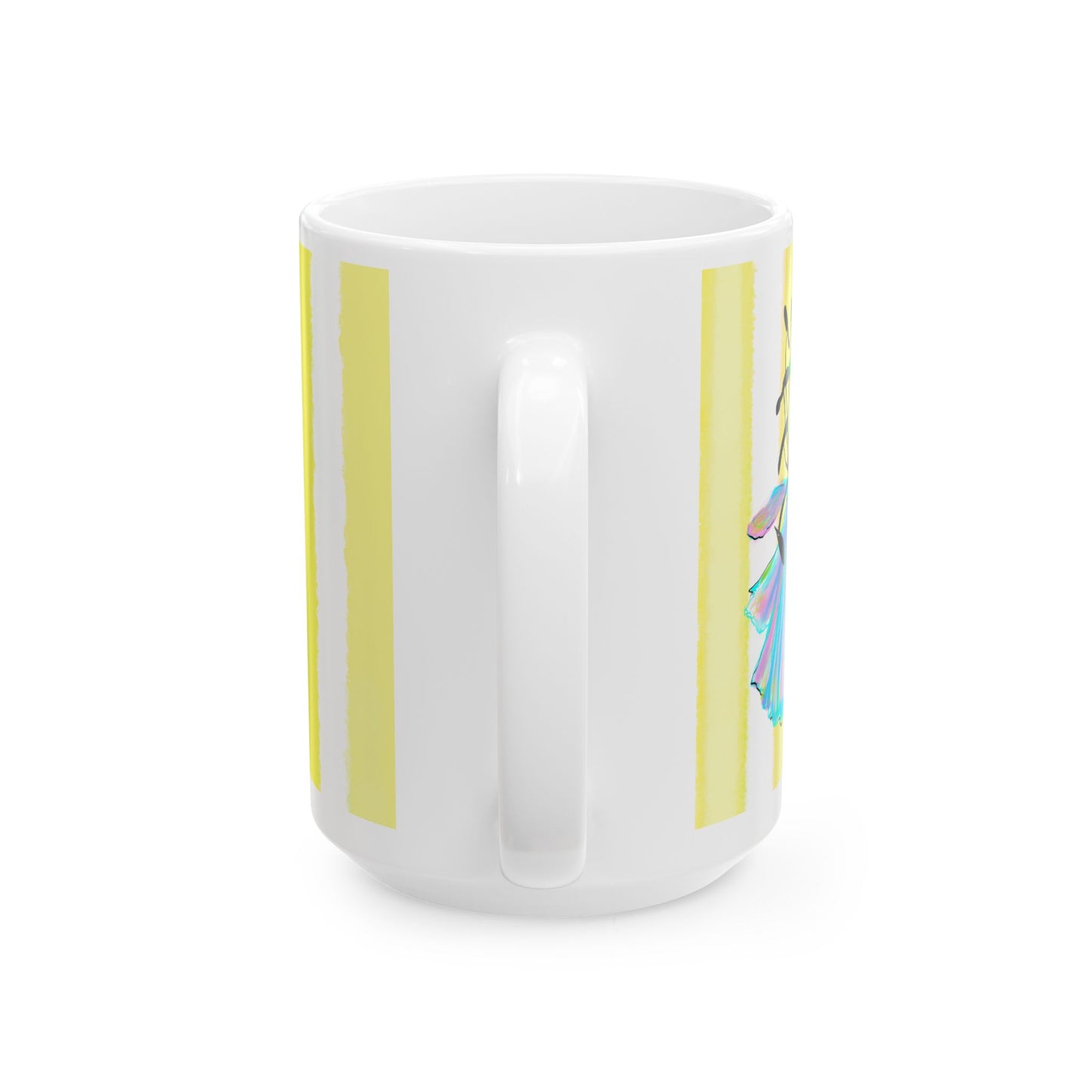 Dancing Tulips Mug Yellow Blue