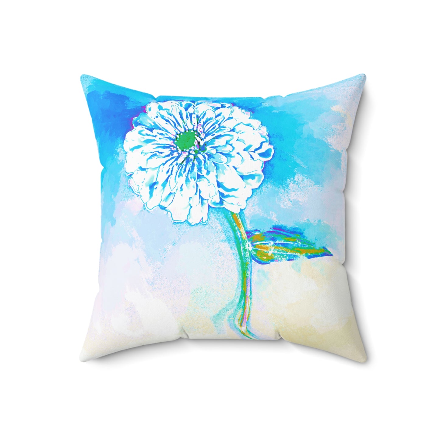 Zinnia Quiet Reflection Spun Polyester Square Pillow in Blue "Blessed be the name of the Lord" (double sided print) (20" x 20")