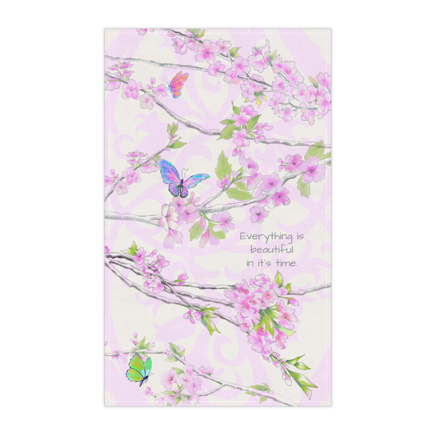 Cherry Blossom & Butterflies Tea Towels (cotton, poly) Everything is Beautiful in it's Time.