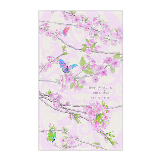 Cherry Blossom & Butterflies Tea Towels (cotton, poly) Everything is Beautiful in it's Time.
