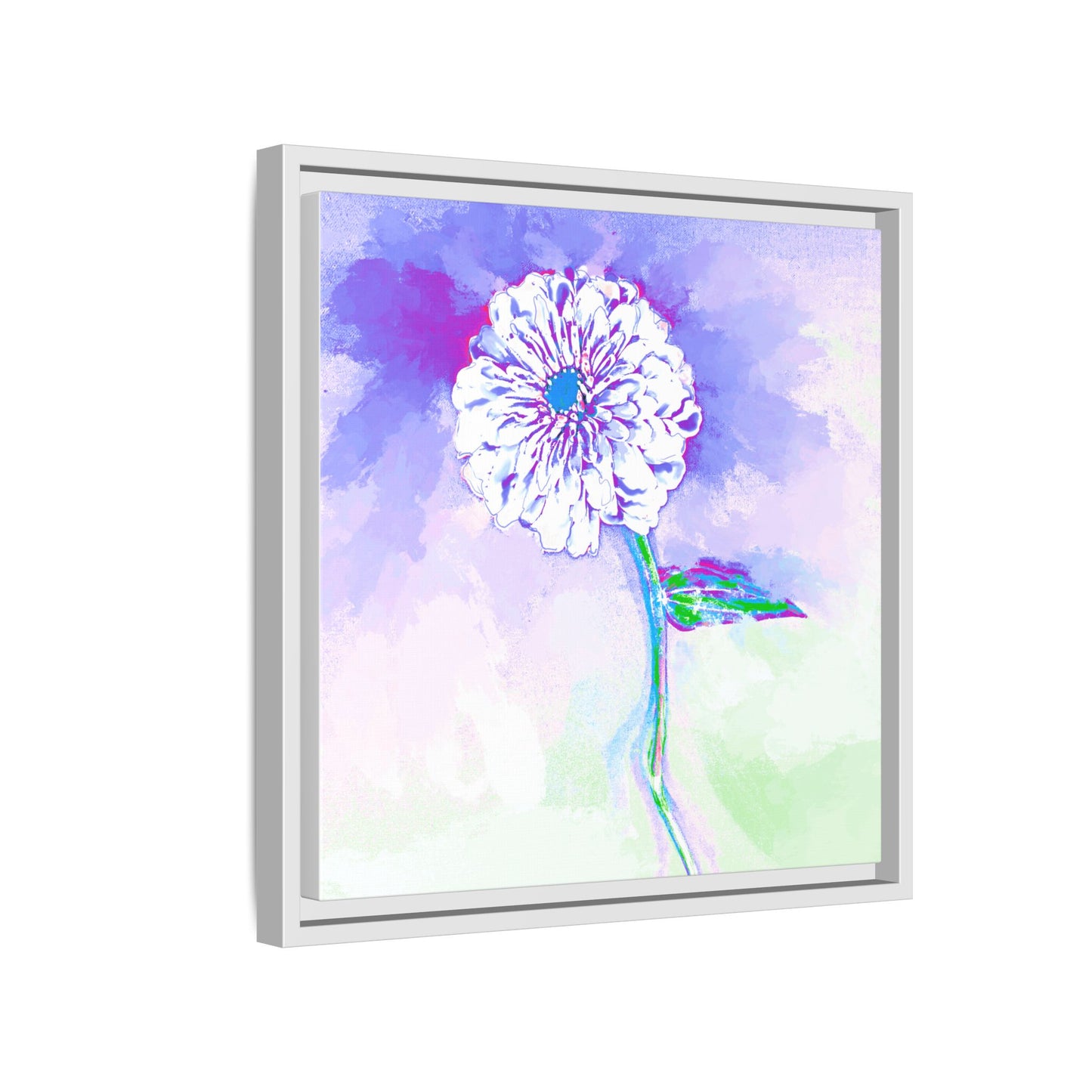 Zinnia Color Splash Matte Canvas Purple Framed