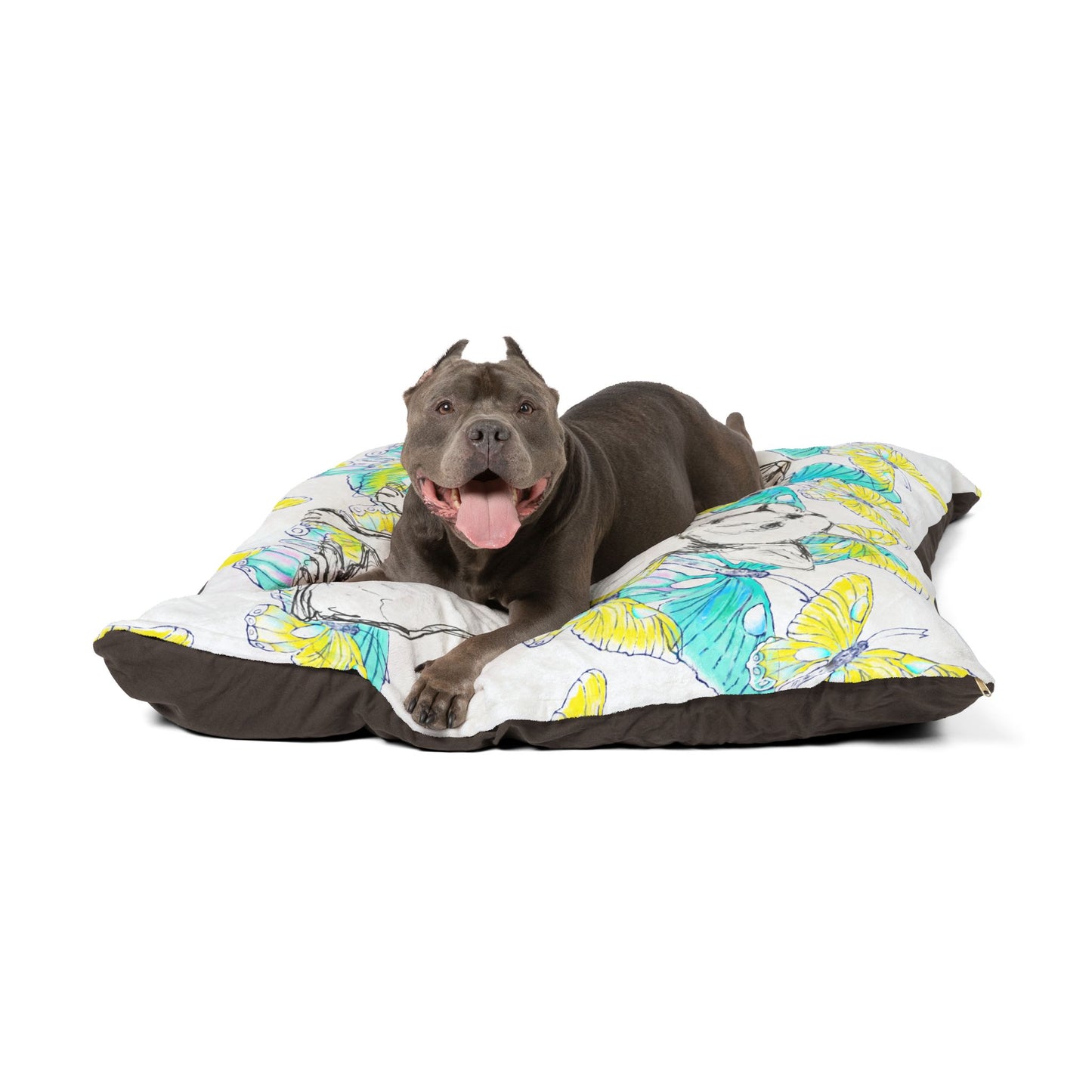 Dogi Butterfly Flutter Pet Bed, Yellow and Aqua