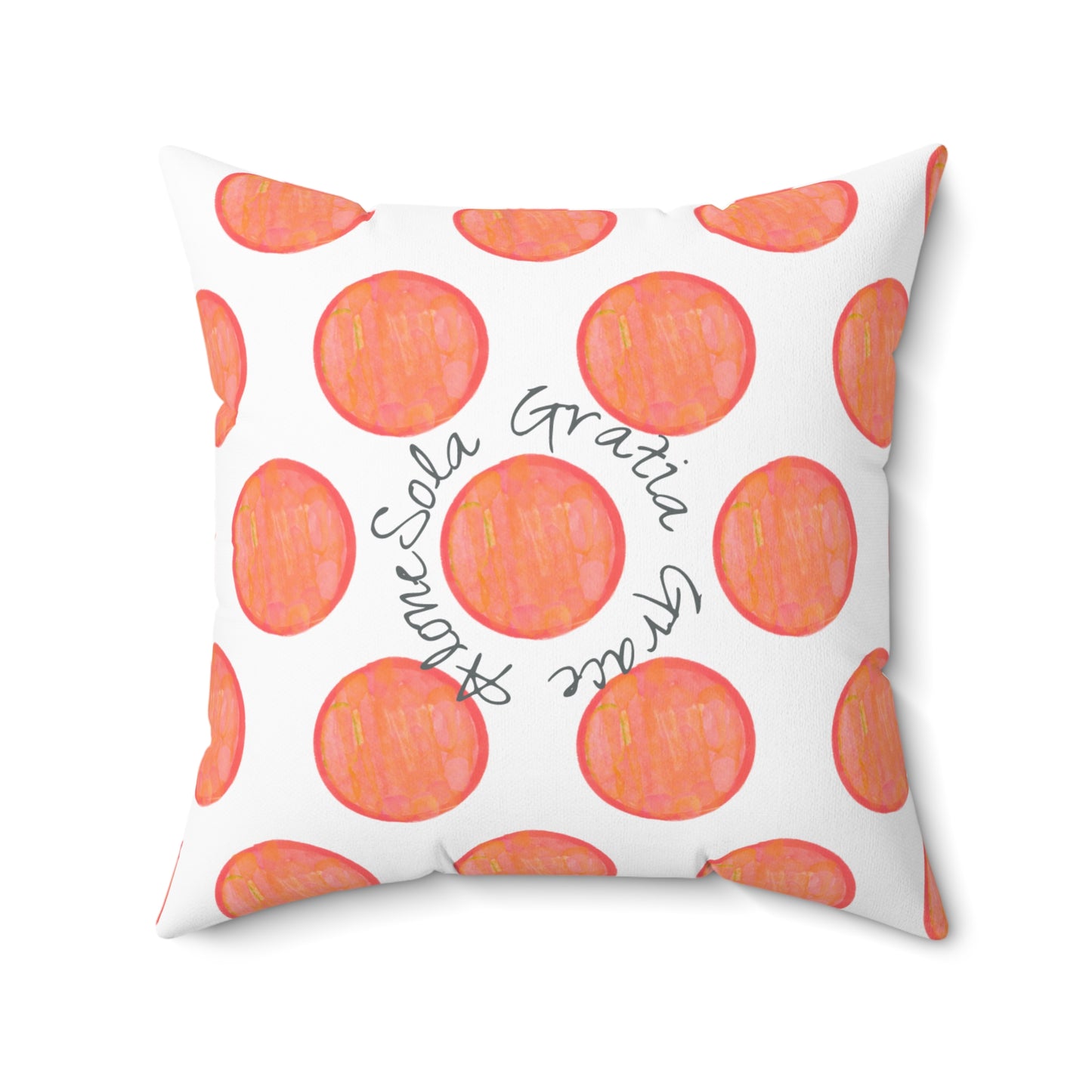 Polka Dot Joy Polyester Square Pillow “Sola Gratia…”