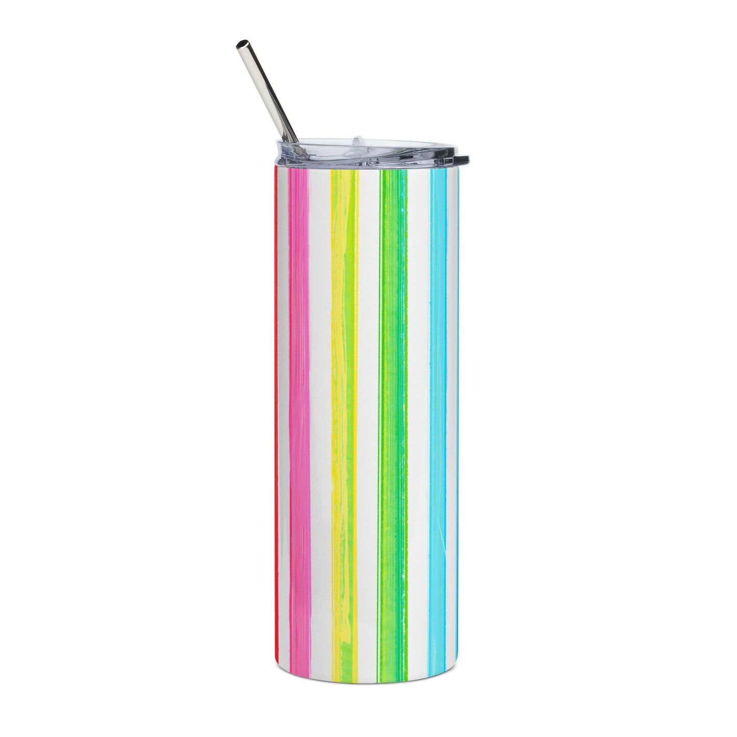 Stainless Steel Tumblers, 20oz Watercolor Rainbow Stripes