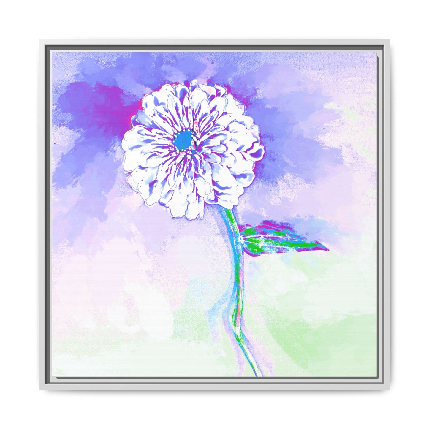 Zinnia Color Splash Matte Canvas Purple Framed