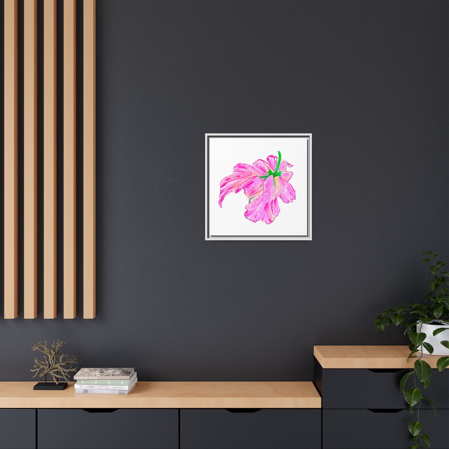 Wall Art Dancing Tulips Matte Canvas, Framed (Multi-color) Pink