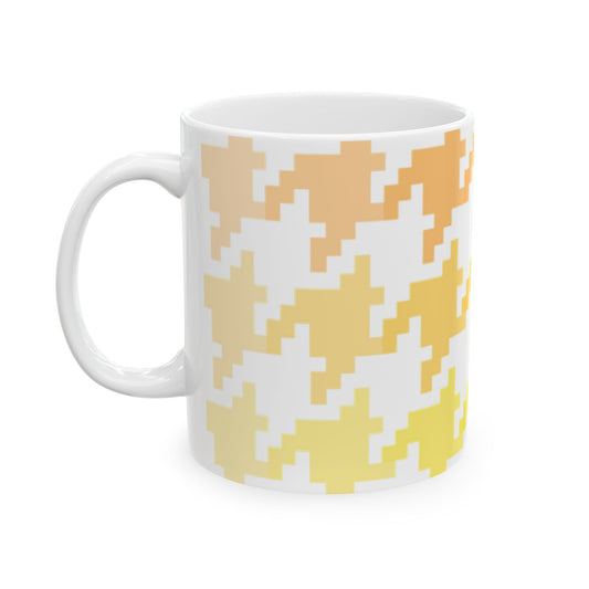 Houndstooth Fun in Orange Ceramic Mug, 11oz