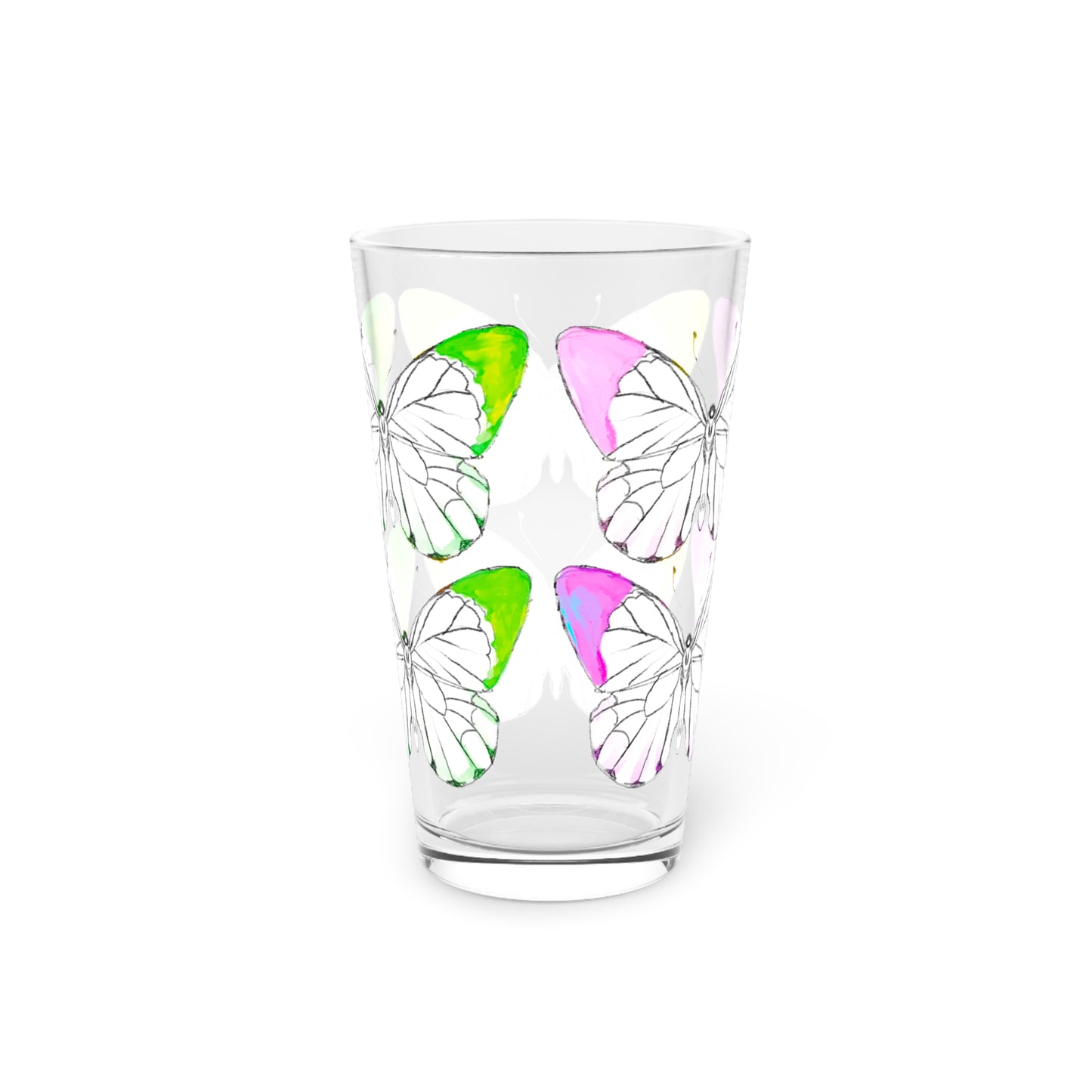 Chroma Pint Glass, 16oz Pink Yellow Green