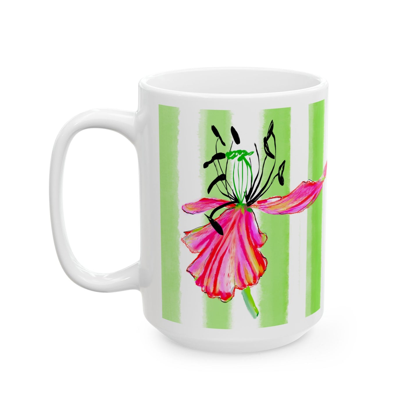 Dancing Tulips Mug Green Raspberry