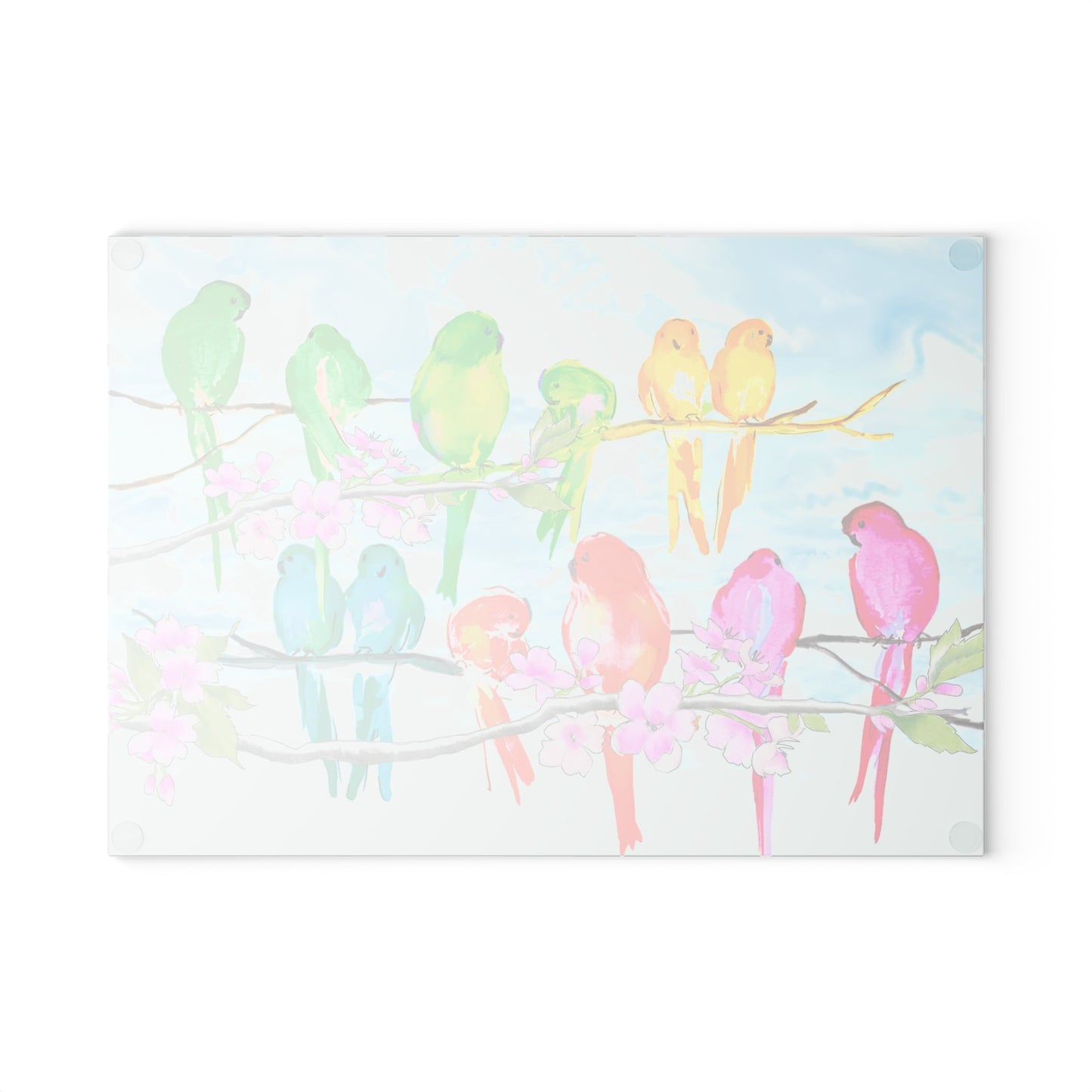 Glass Cutting Boards Birds on a Cherry Branch