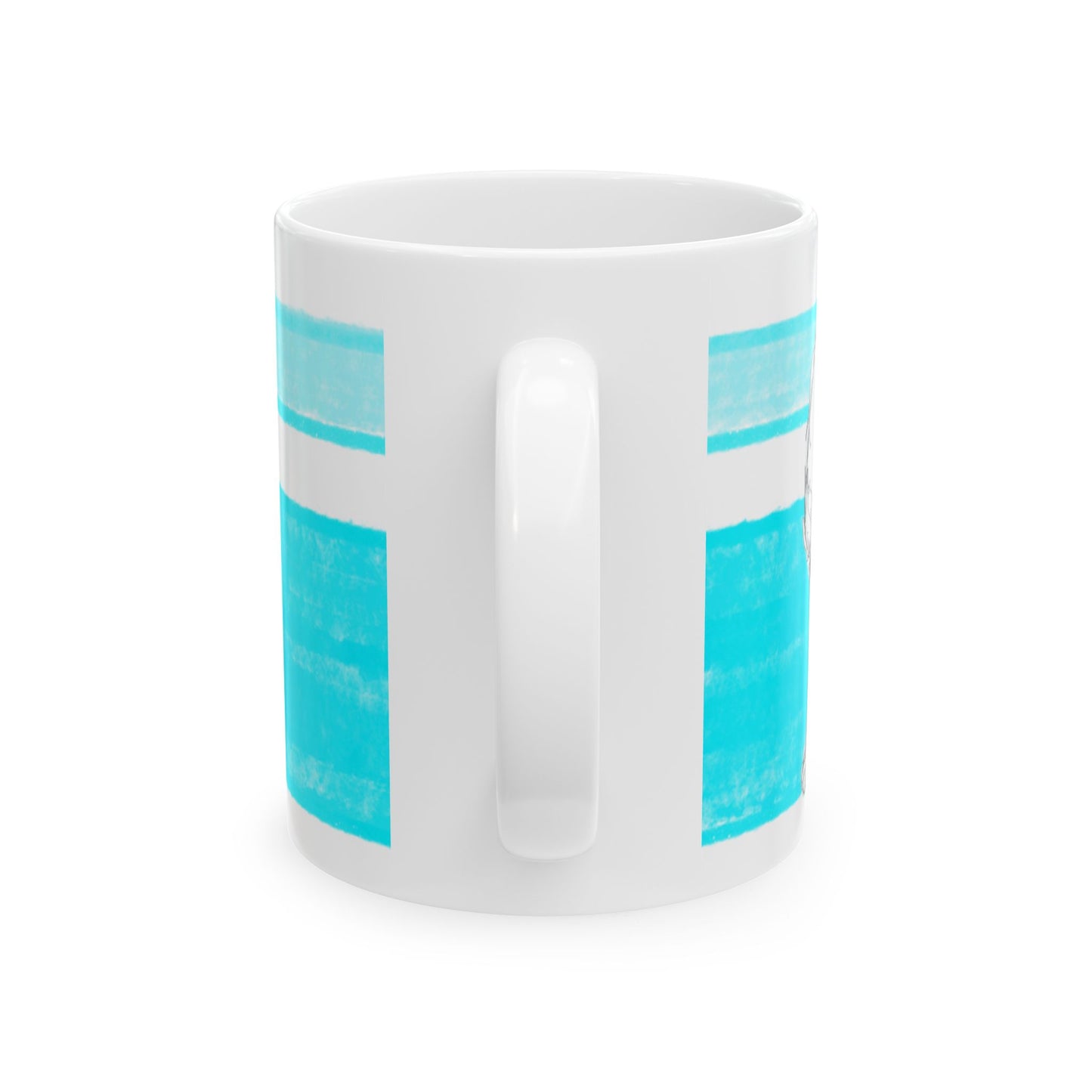 Mega Stripe Dogi Butterfly Flutter Ceramic Mug, (11oz, 15oz), Aqua Cocker Spaniel