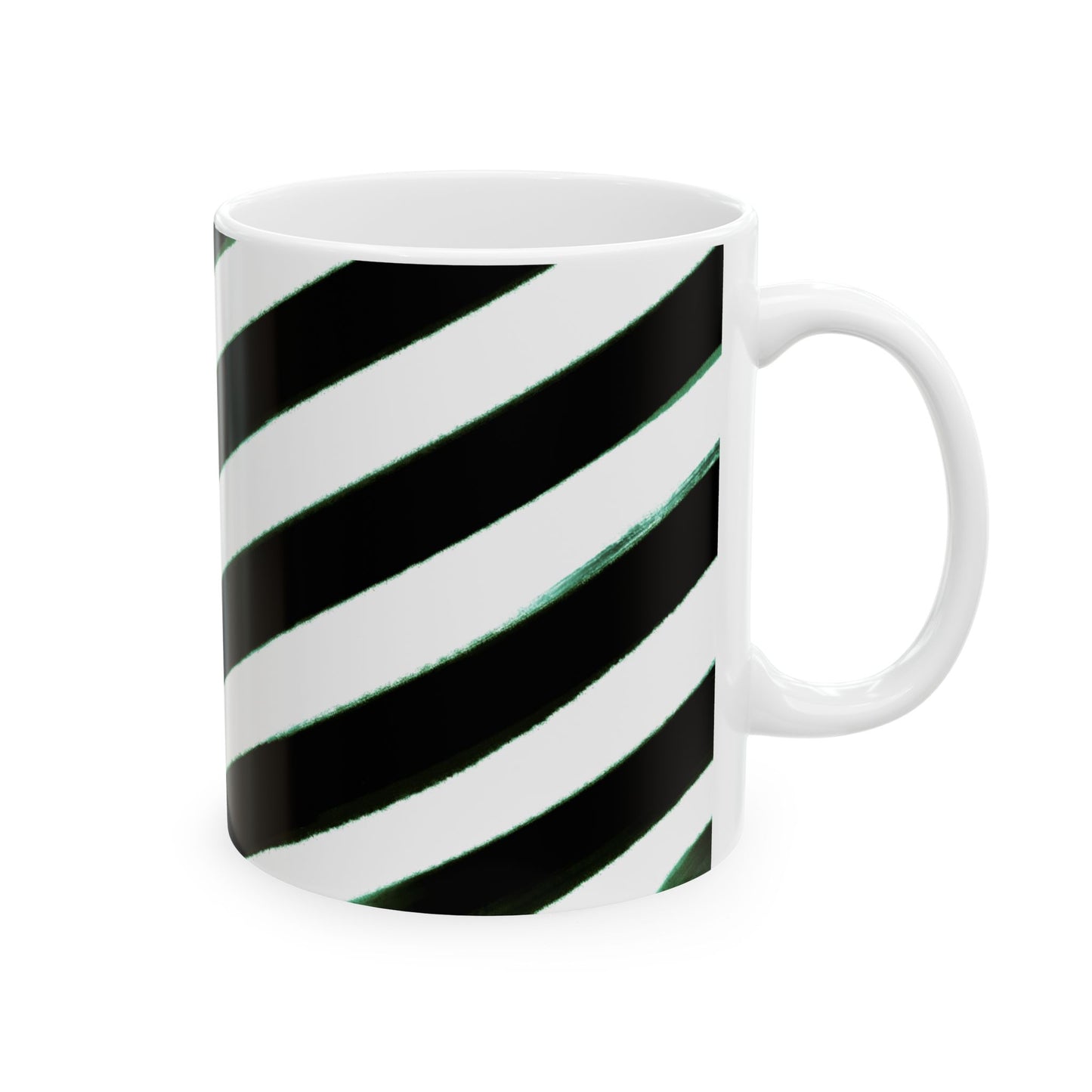 Diagonal Stripe Ceramic Mug in Black, 11oz