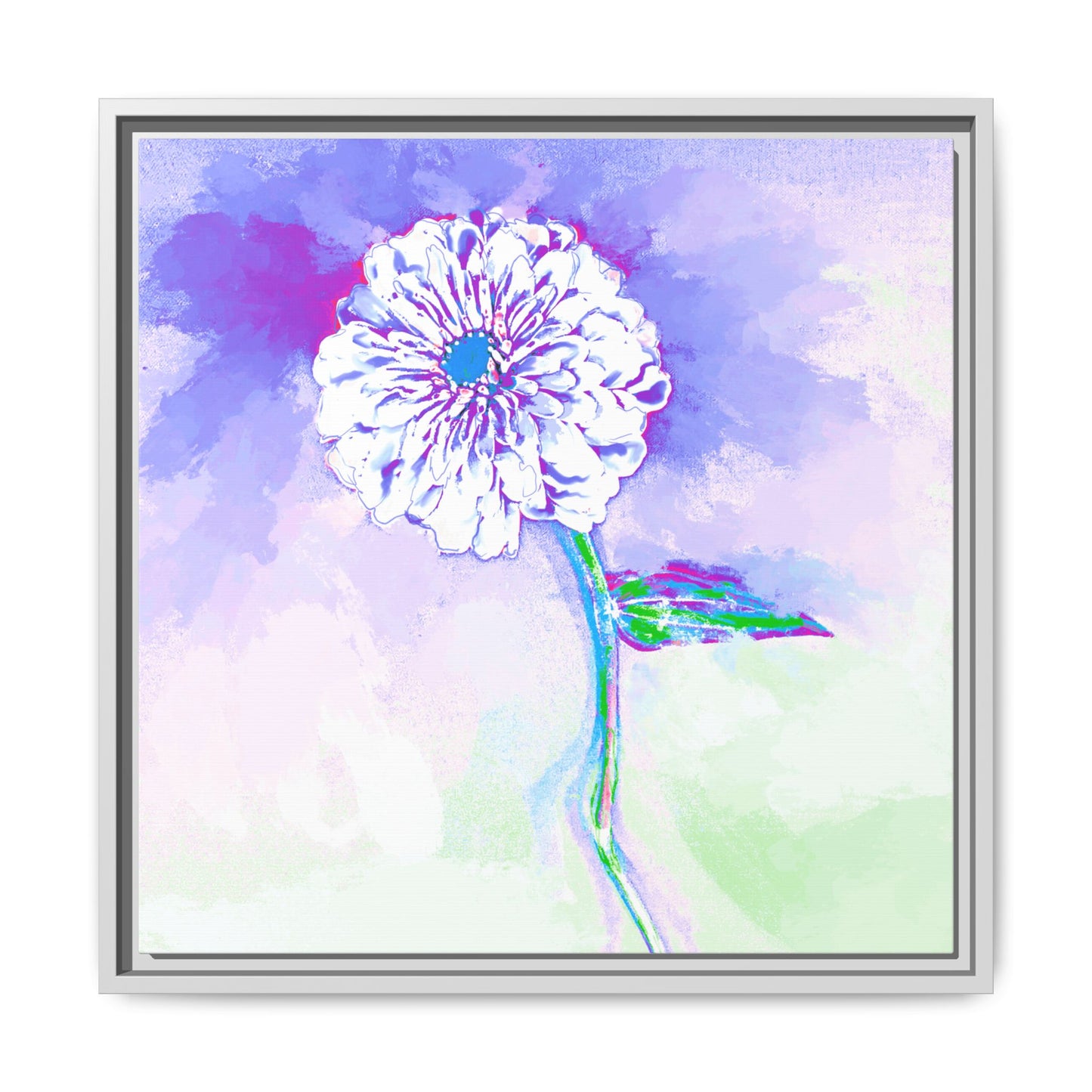 Zinnia Color Splash Matte Canvas Purple Framed