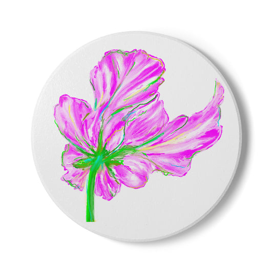 Tulip Love Ceramic Coaster in Light Pink