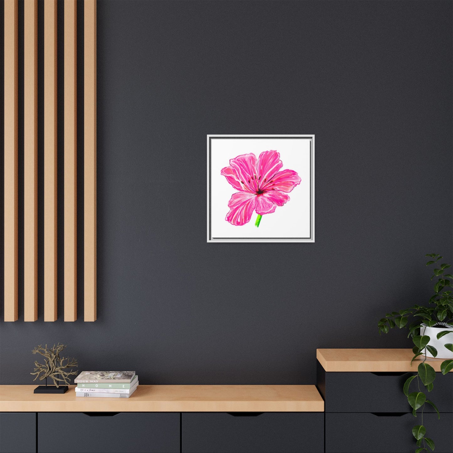 Wall Art Dancing Tulips Matte Canvas, Framed Warm Pink