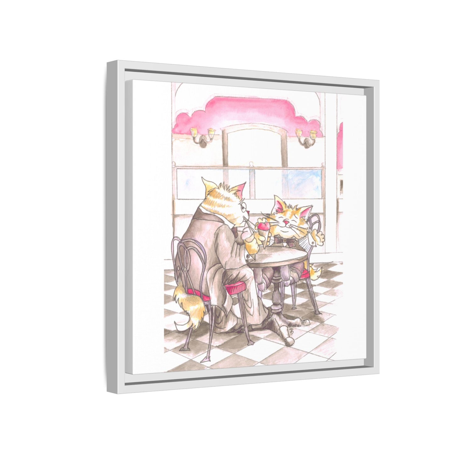 Kitty Fun Matte Canvas Framed