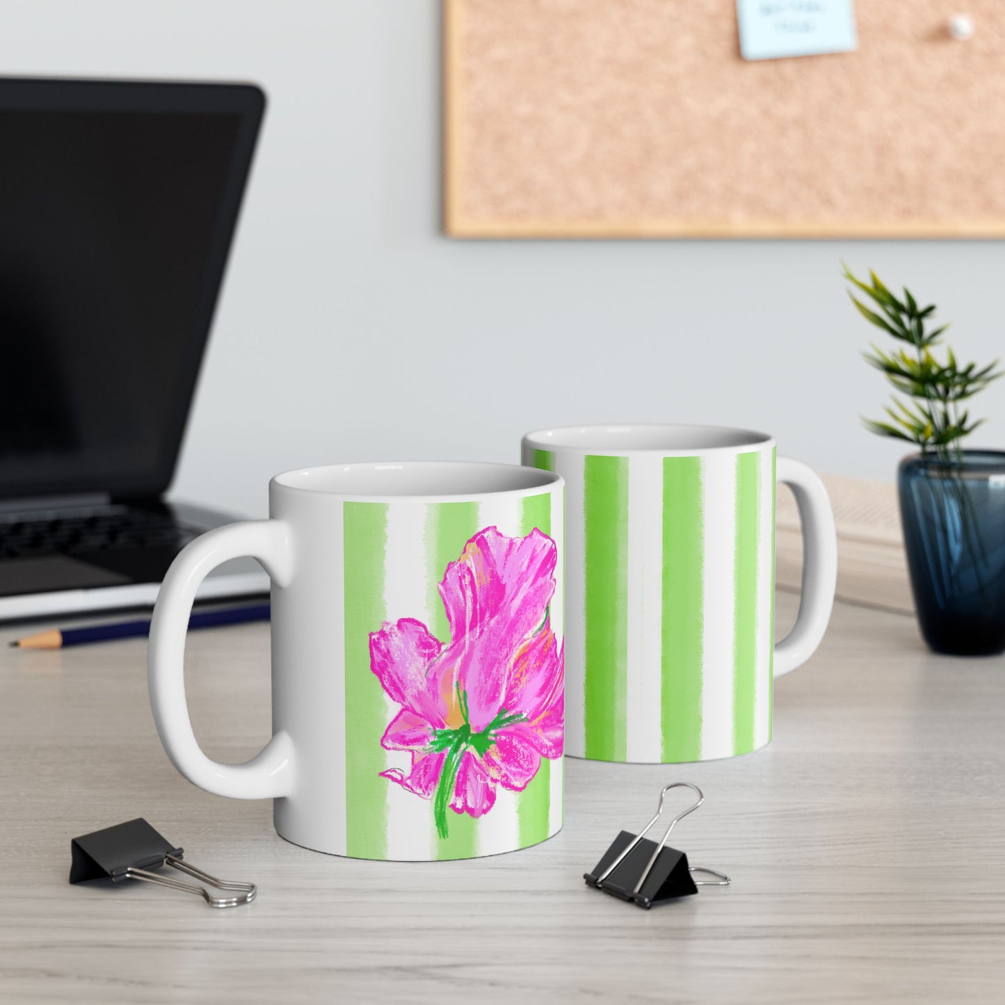 Dancing Tulips Mug Lime-Green Raspberry