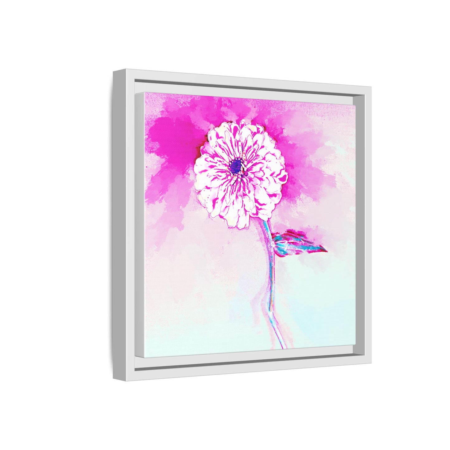Zinnia Color Splash Matte Canvas Bright Raspberry Framed