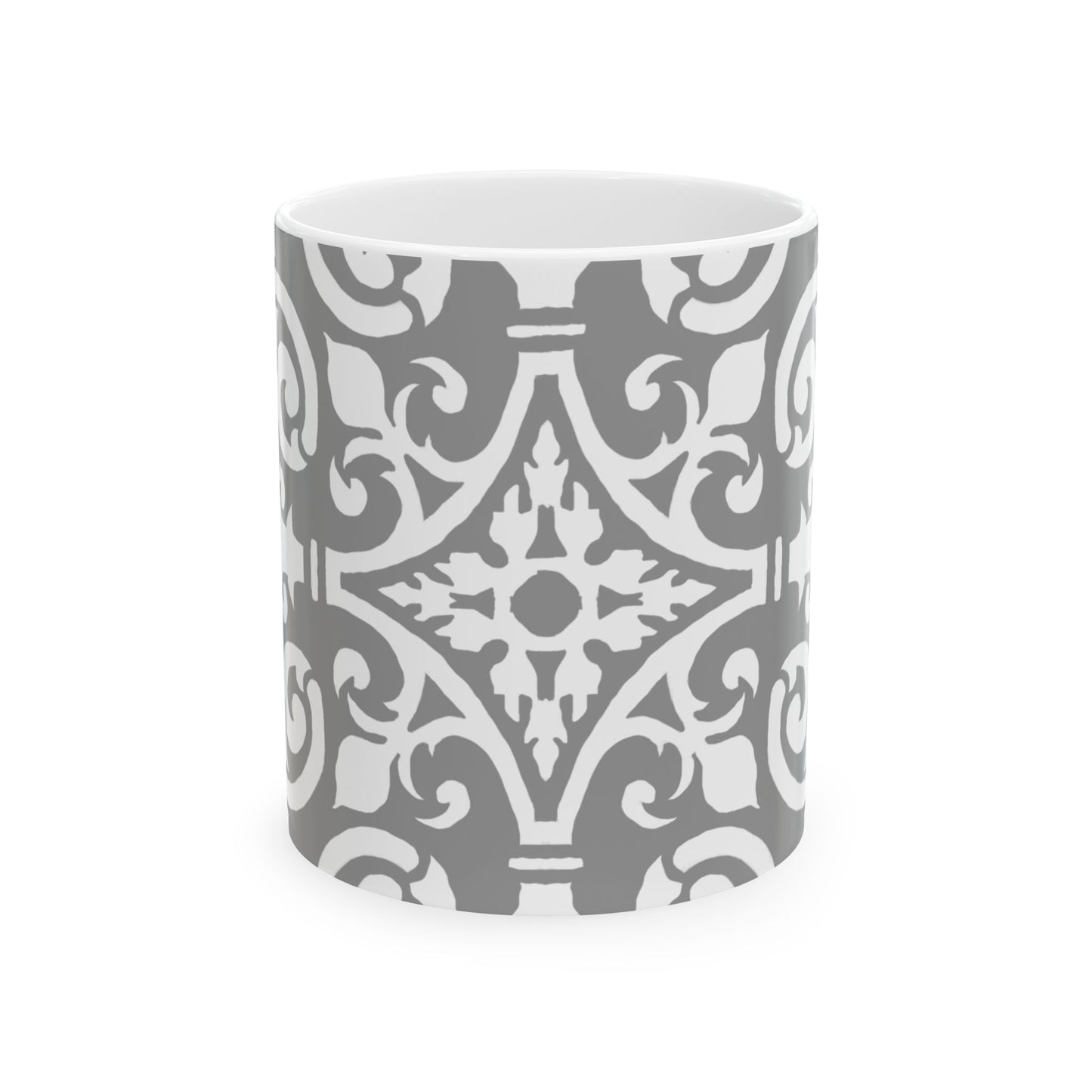 Scrollwork Ceramic Mug Gray