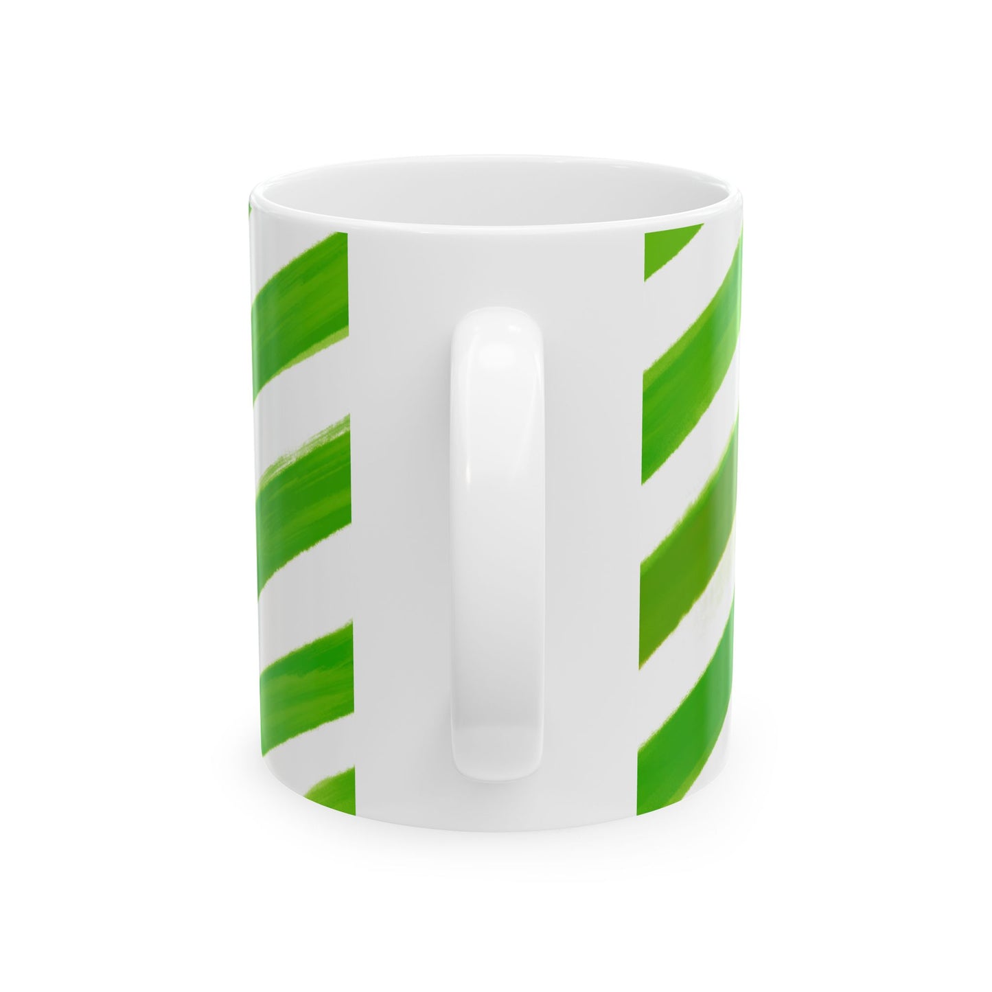 Diagonal Stripe Ceramic Mug in Medium Green, 11oz