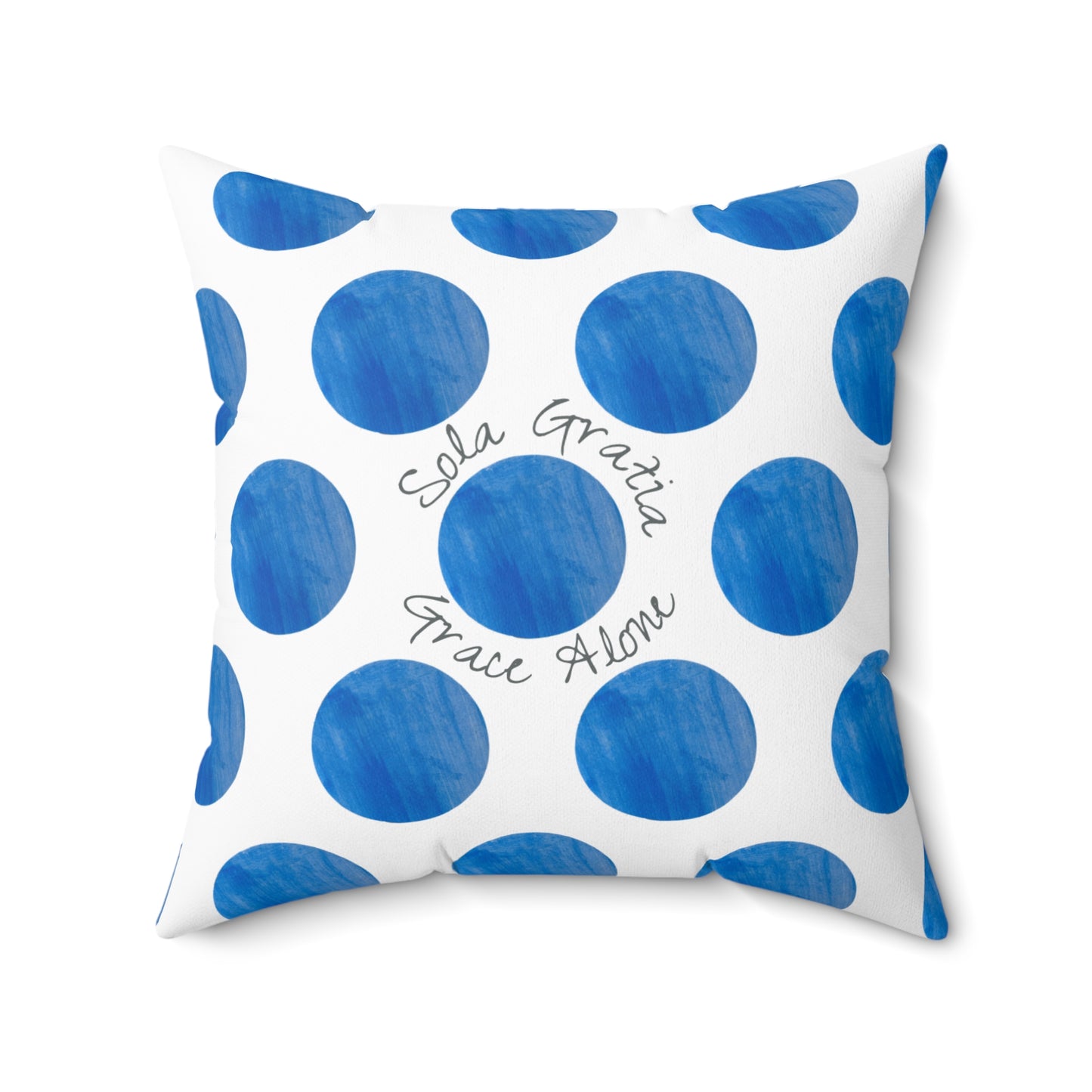 Polka Dot Joy Polyester Square Pillow “Sola Gratia…”