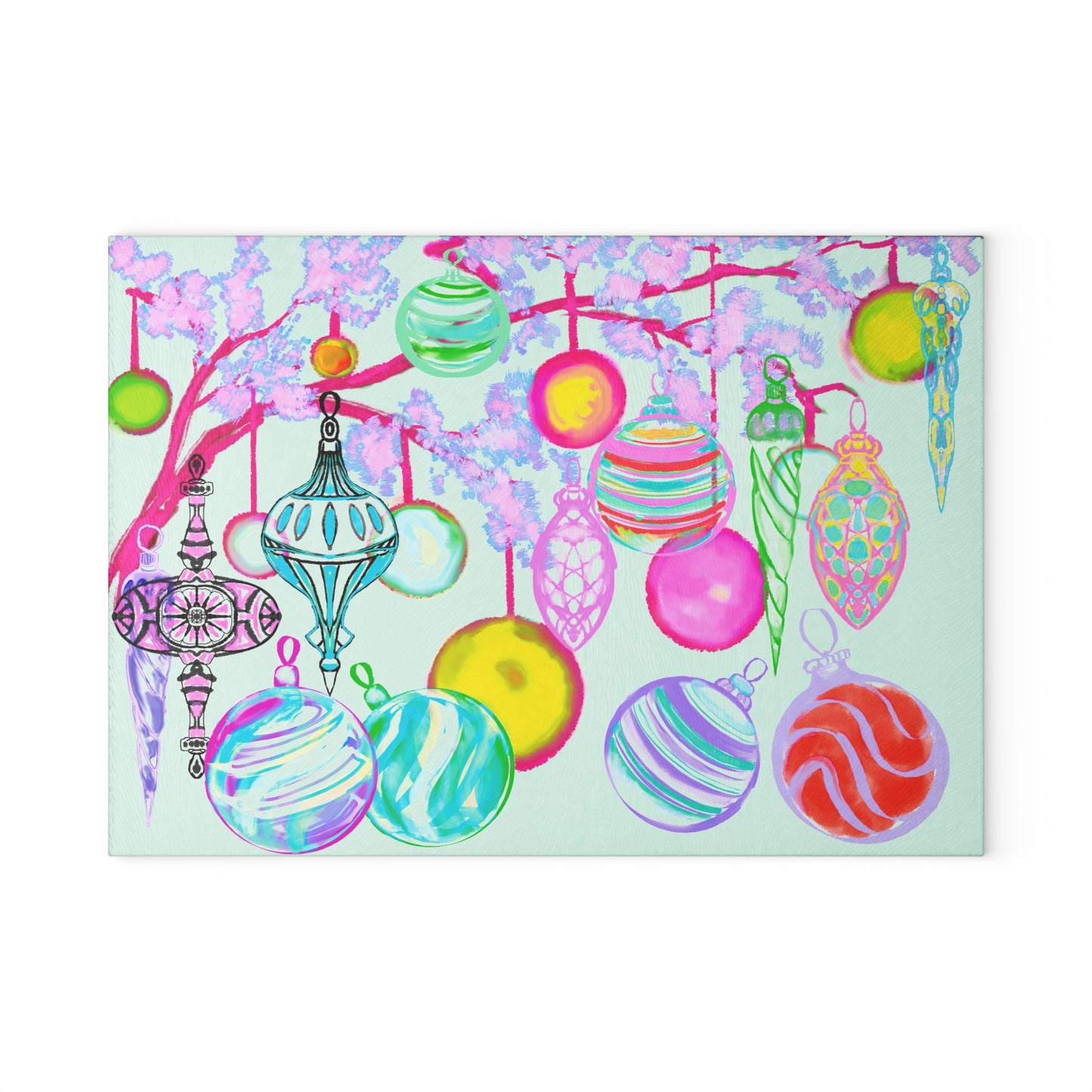 Glass Cutting Board Watercolor Landscape