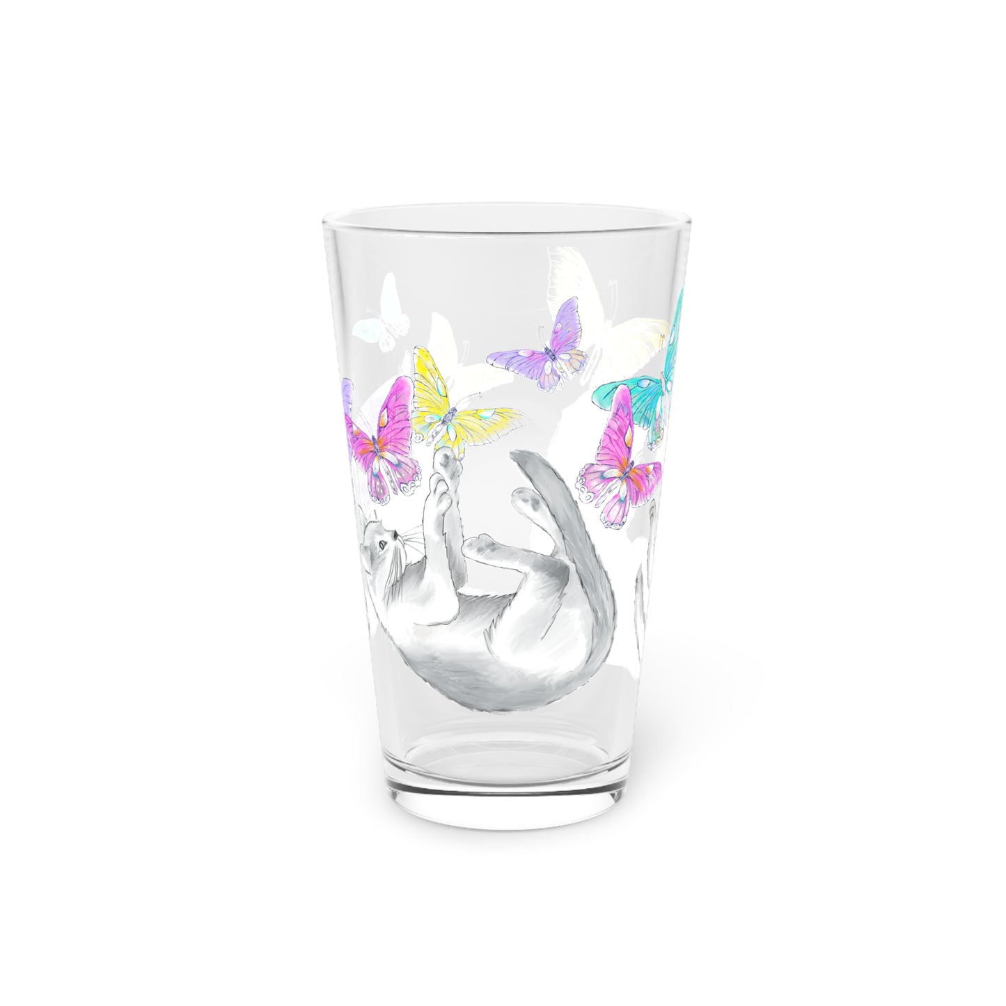 Kitty Flutter Pint Glass 16oz