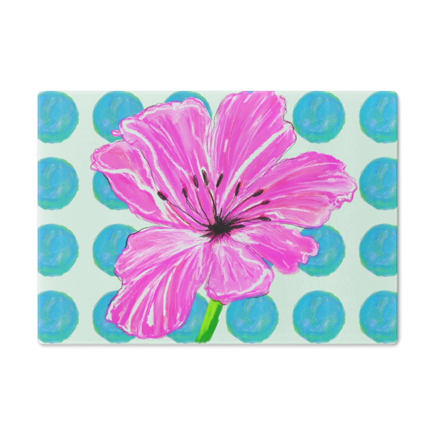 Dancing tulips Cutting Board Aqua Polka Dots